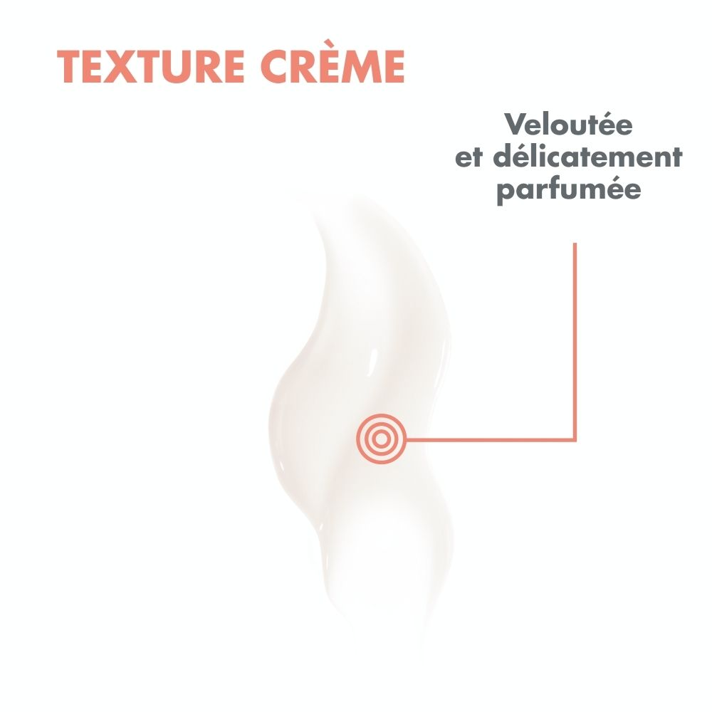 Texture crème. Filet de crème blanche avec indication rouge.