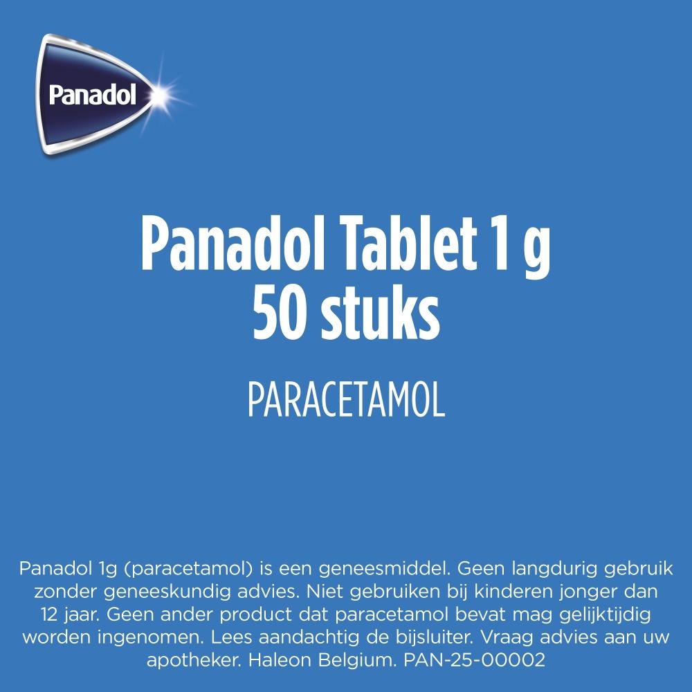 Panadol Tablet 1 g, 50 stuks. Paracetamol tabletten.