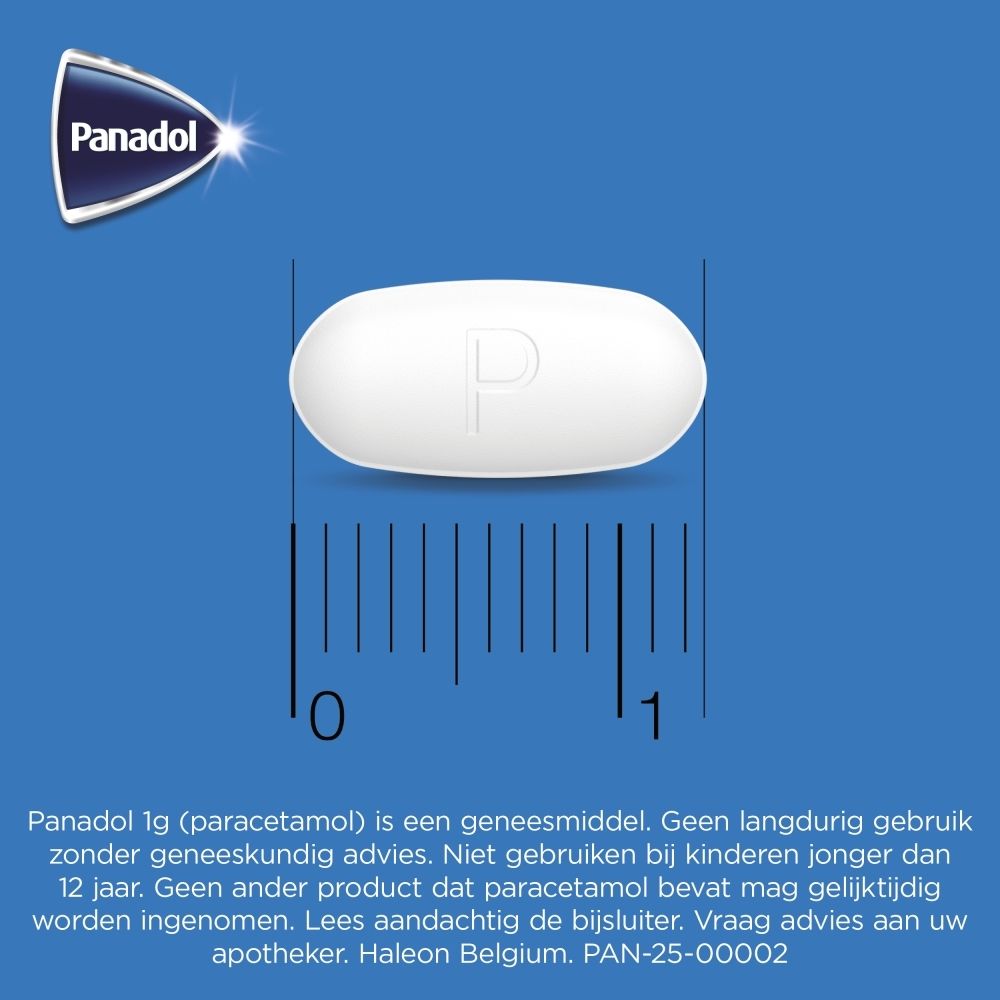 Panadol Tablet 1 g, 50 stuks. Paracetamol tabletten.