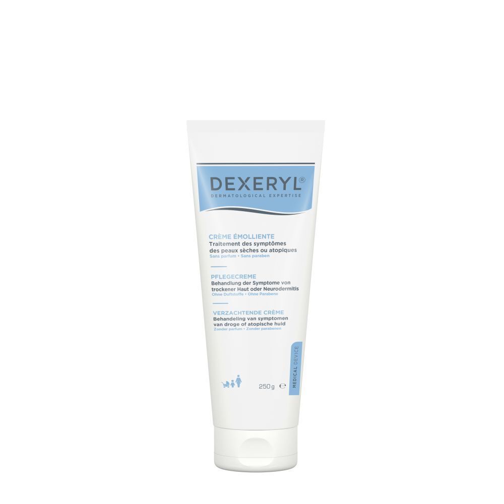 Dos du tube de crème. Texte multilingue. Code-barres et autres informations.