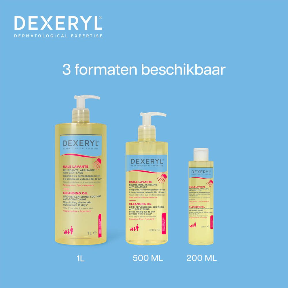 Fles DEXERYL reinigingsolie met pompdispenser, 500ml.
