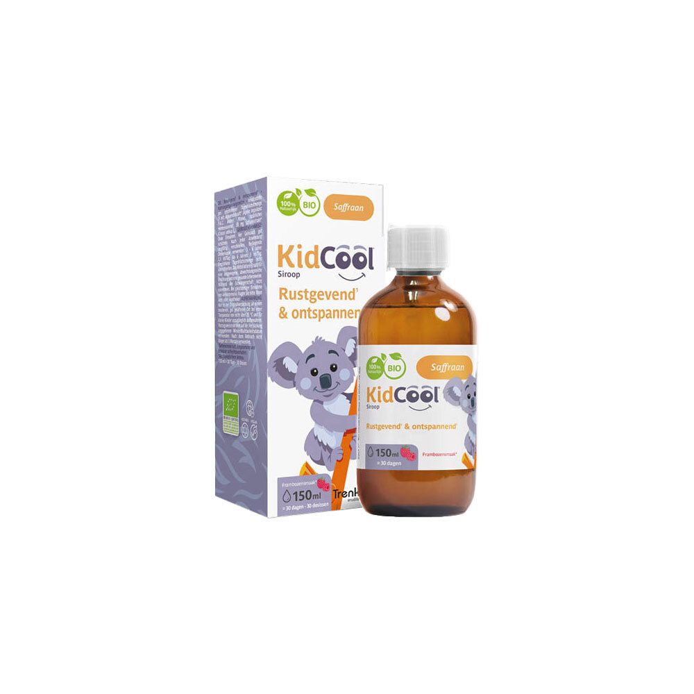 Verpakking met fles en doos, beide met koala-illustratie en productinformatie in het Nederlands.