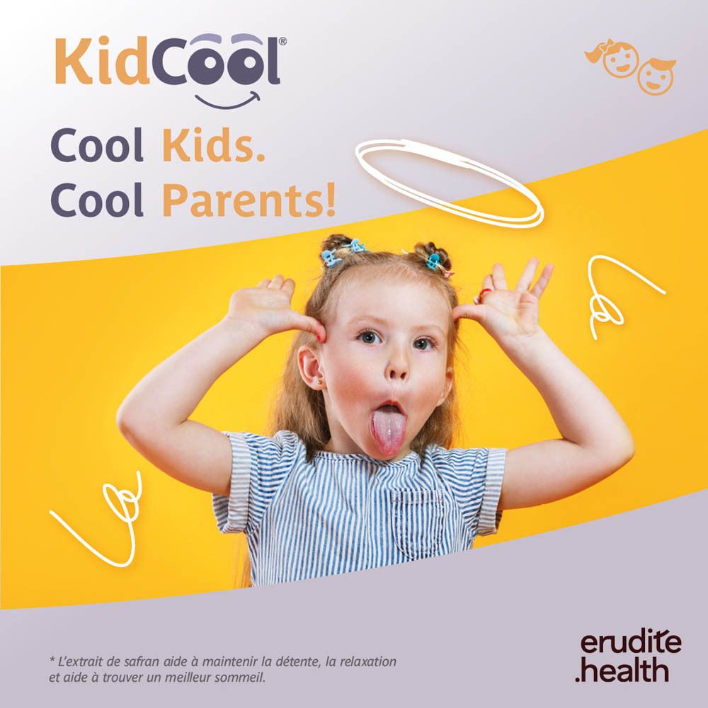Boîte en carton avec illustration de koala et informations produit en français pour 'KidCool'.