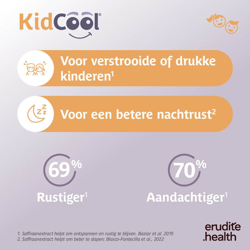 Voorkant van de doos met 'KidCool', koala-illustratie en Nederlandse teksten zoals 'Rustgevend & ontspannend'.
