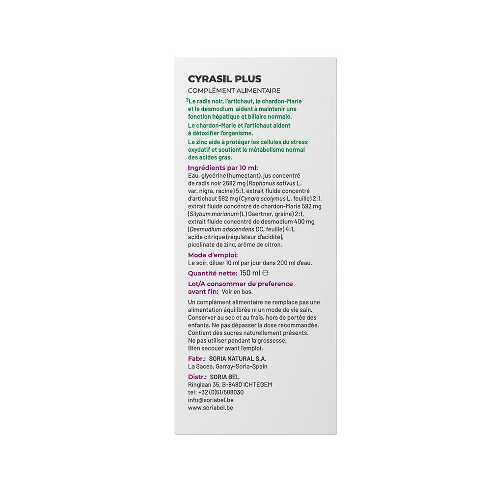 Dos de l'emballage avec ingrédients et mode d'emploi. Contient 150 ml. Texte en français.