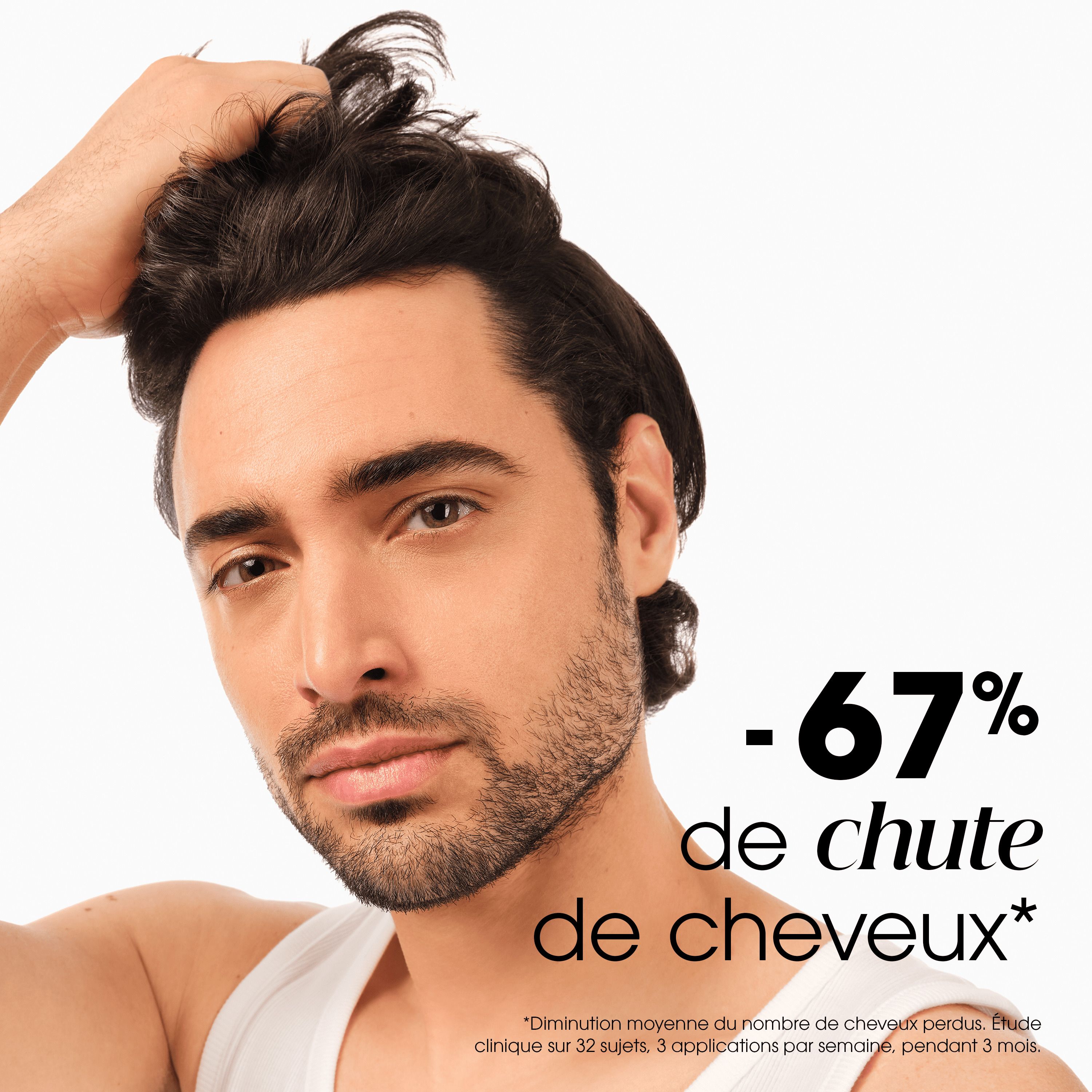 Flacon marron avec applicateur. Inscription: Klorane, Antichute, Anti-Hair Loss.