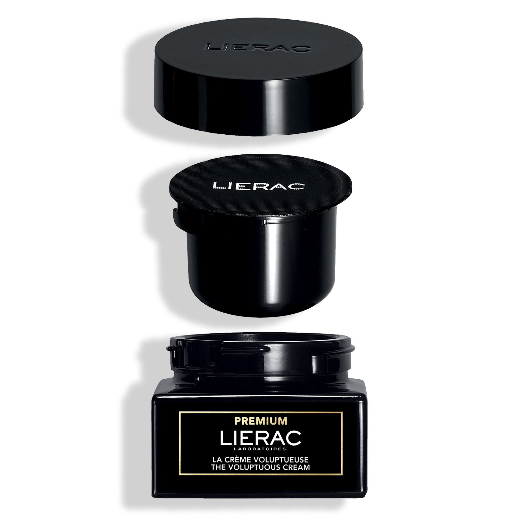Zwarte doos met tekst: Lierac Premium, 50 ml.