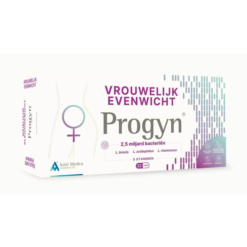 Verpakking van 32 Progyn capsules.