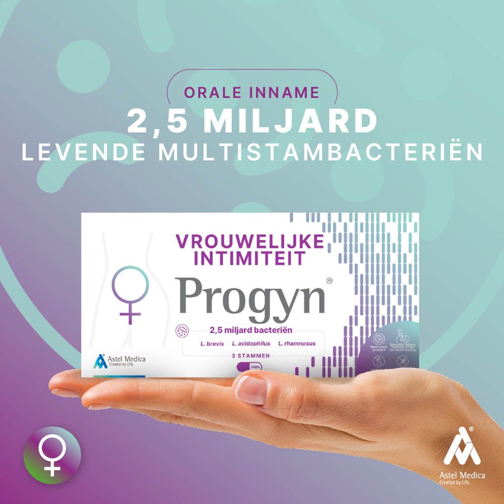 Verpakking van 32 Progyn capsules.