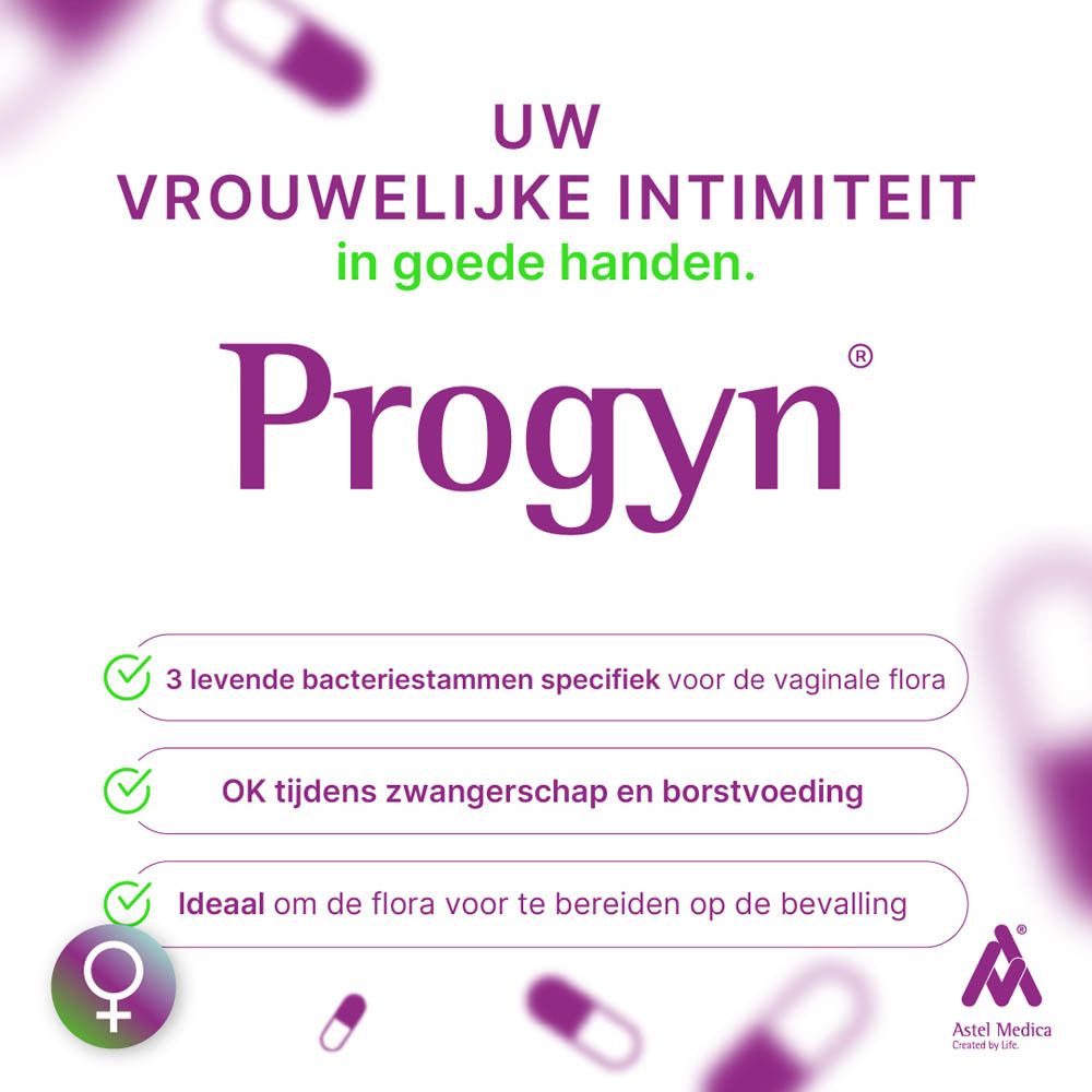 Verpakking van 32 Progyn capsules.