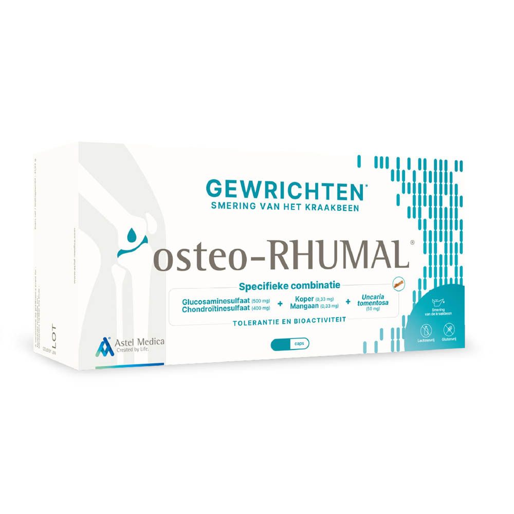 Doos Osteo-RHUMAL Gewrichten, smering van het kraakbeen. Bevat 160 capsules.