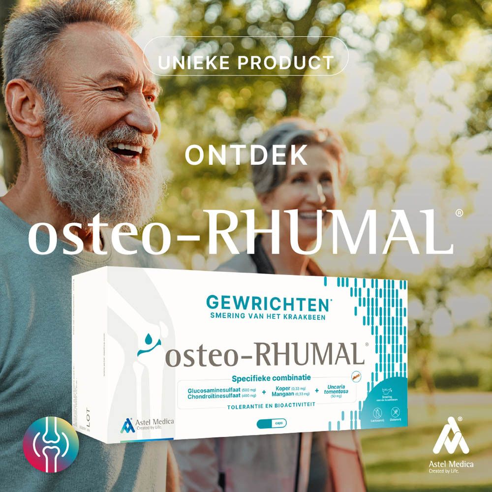 Doos Osteo-RHUMAL Gewrichten, smering van het kraakbeen. Bevat 160 capsules.