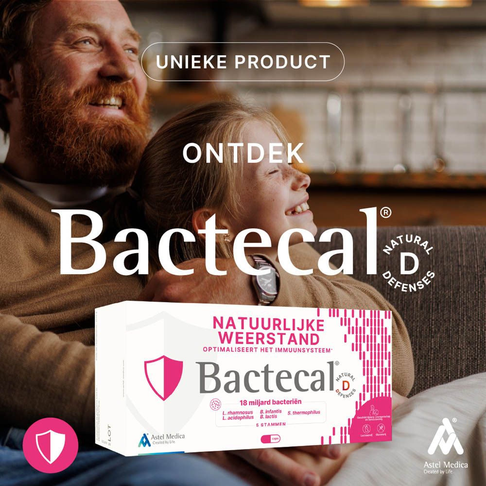 Bactecal D verpakking met 64 capsules, optimaliseert het immuunsysteem.