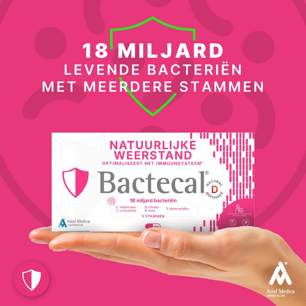 Bactecal D verpakking met 96 zakjes, met Astel Medica logo.