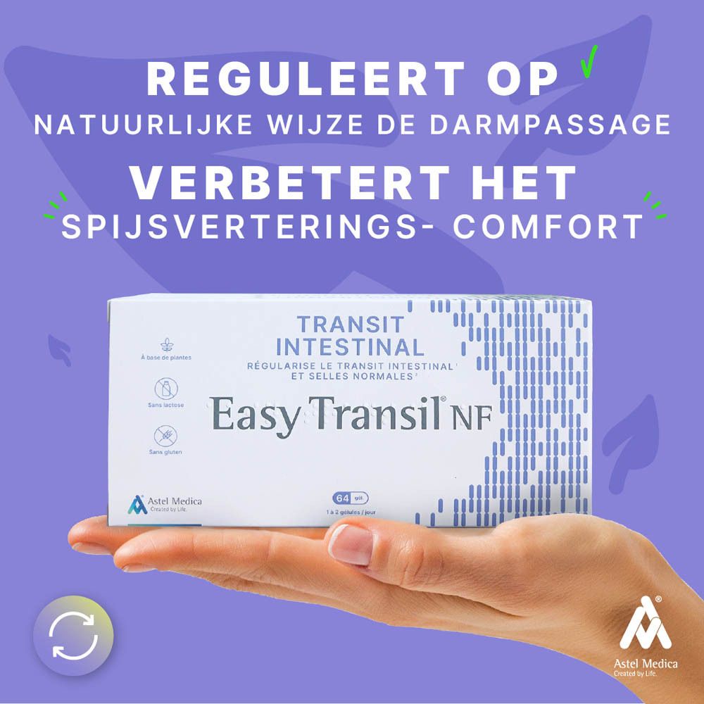 Easy Transil NF Doos met 32 capsules, Nederlandse belettering, zijkant.