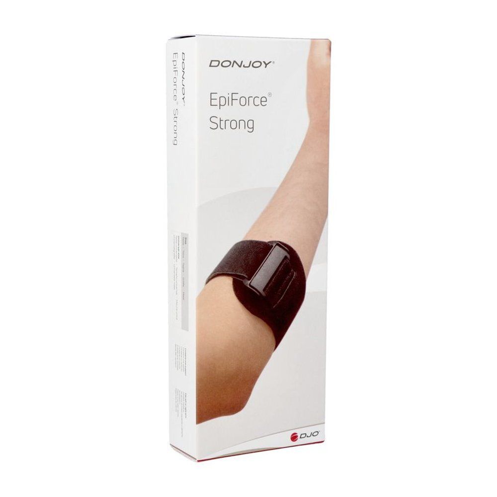 DONJOY EpiForce Strong Spange elleboogbrace afgebeeld op verpakking.