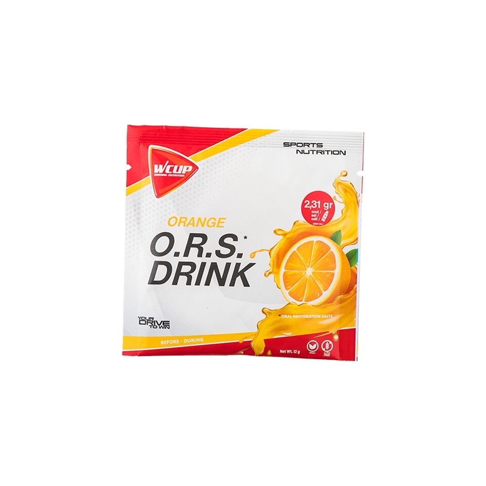 Sachet WCUP O.R.S. Drink Orange de 2,31 g. Saveur orange. Pour sportifs.