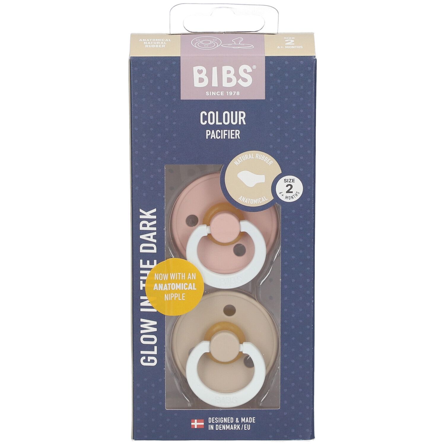 BIBS Sucette Anatomique Glow Vani - Blush 6-18 Mois