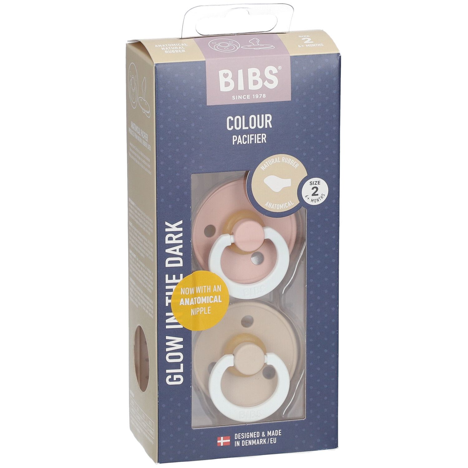 BIBS Sucette Anatomique Glow Vani - Blush 6-18 Mois