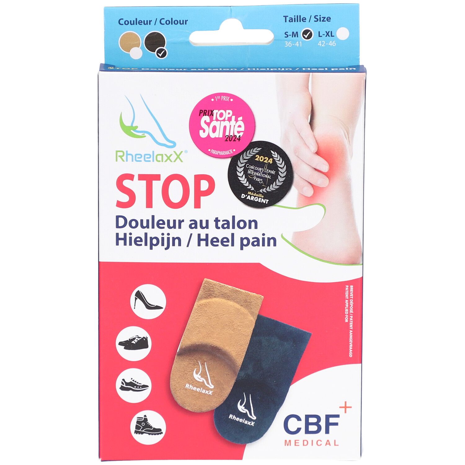 Rheelaxx Stop Douleur au Talon S-M Noir