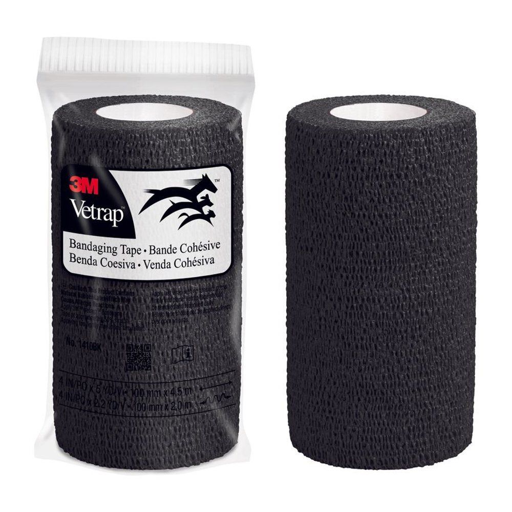 Bande de bandage 3M Vetrap, noire, en emballage et seule.