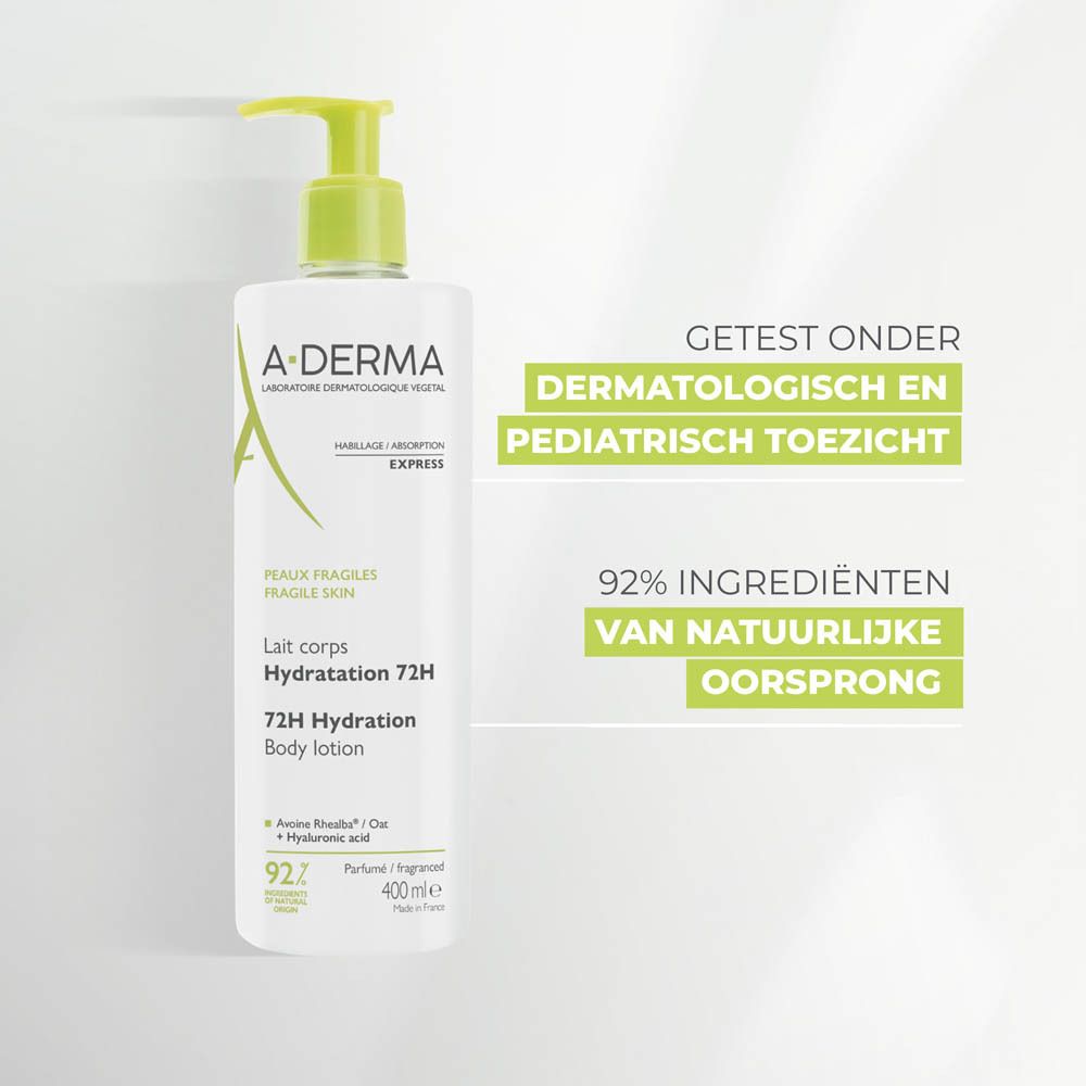 Vrouw brengt crème aan op schouder. Tekst: Voor de gevoelige huid van het hele gezin.