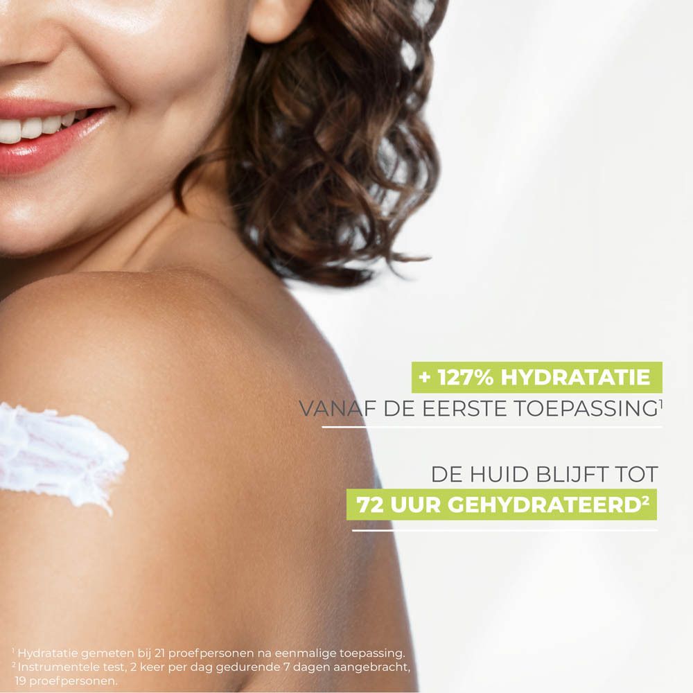 Cirkelvormige weergave. Tekst: Rhealba haver, hyaluronzuur.