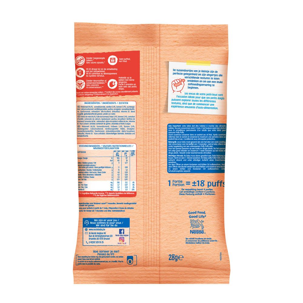Nestle Baby Snack Puffy Puffs Aardbei Banaan