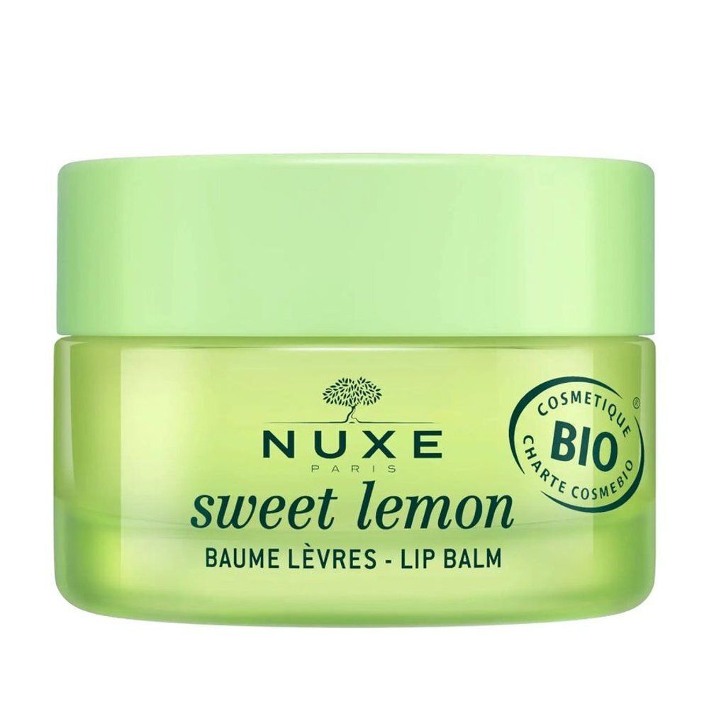 Nuxe Lippenbalsem Sweet Lemon, achterkant met tekst en 6M-symbool.