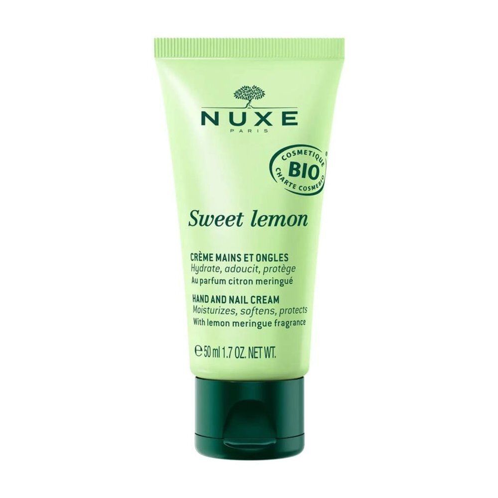 Nuxe Hand- en Nagelcrème Sweet Lemon tube met groene dop. 50 ml.