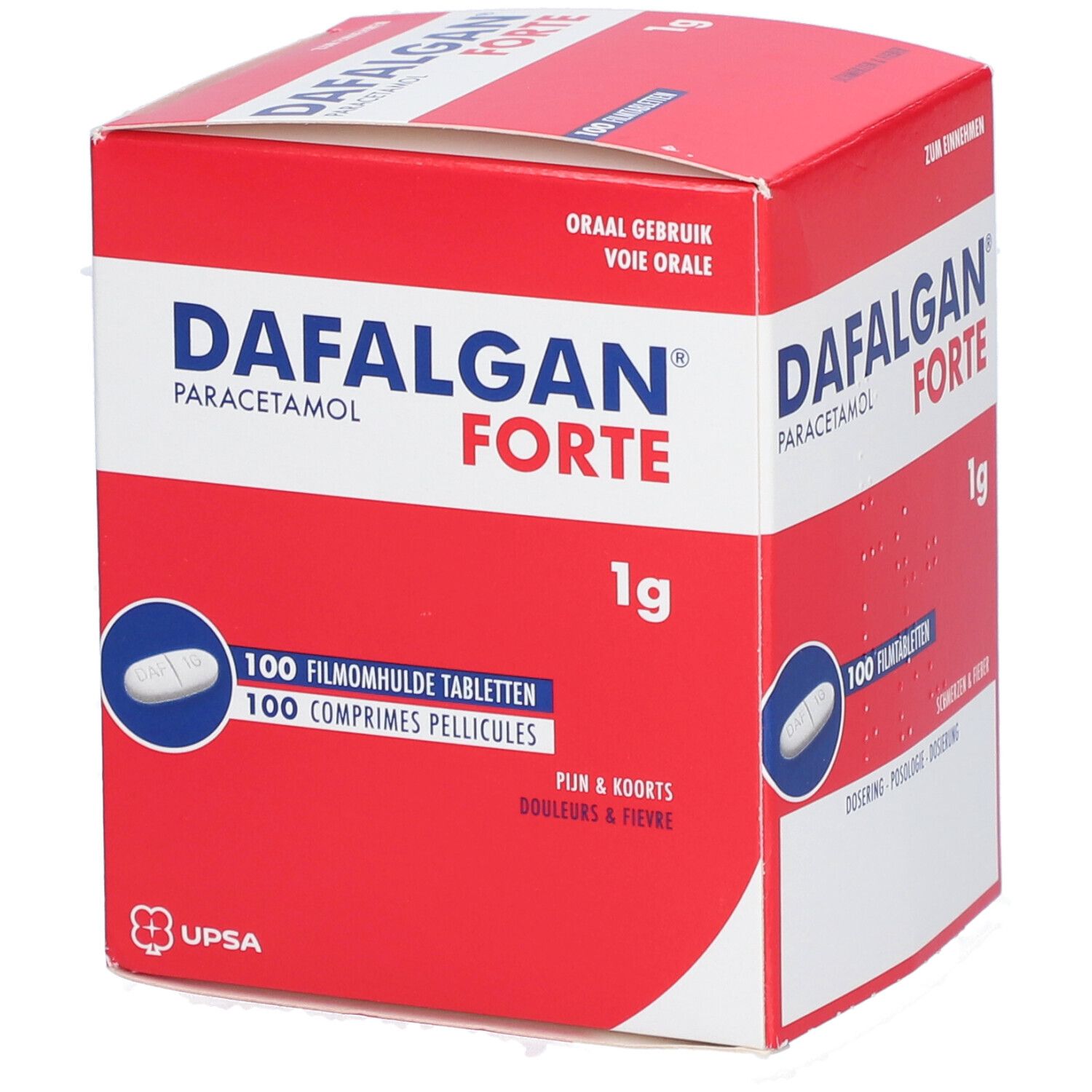 Dafalgan® Forte 1g Paracétamol | Douleurs & Fièvre 100 pc(s) - Farmaline