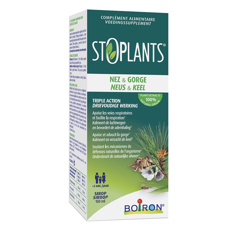 Boîte de Stop Plants pour nez et gorge, sirop 150 ml.