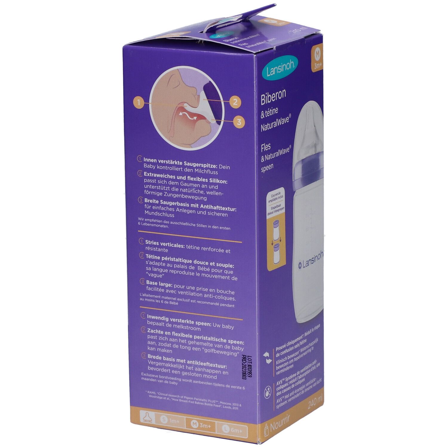 Lansinoh Biberon + NaturalWave® Tétine 3m+ 240 ml