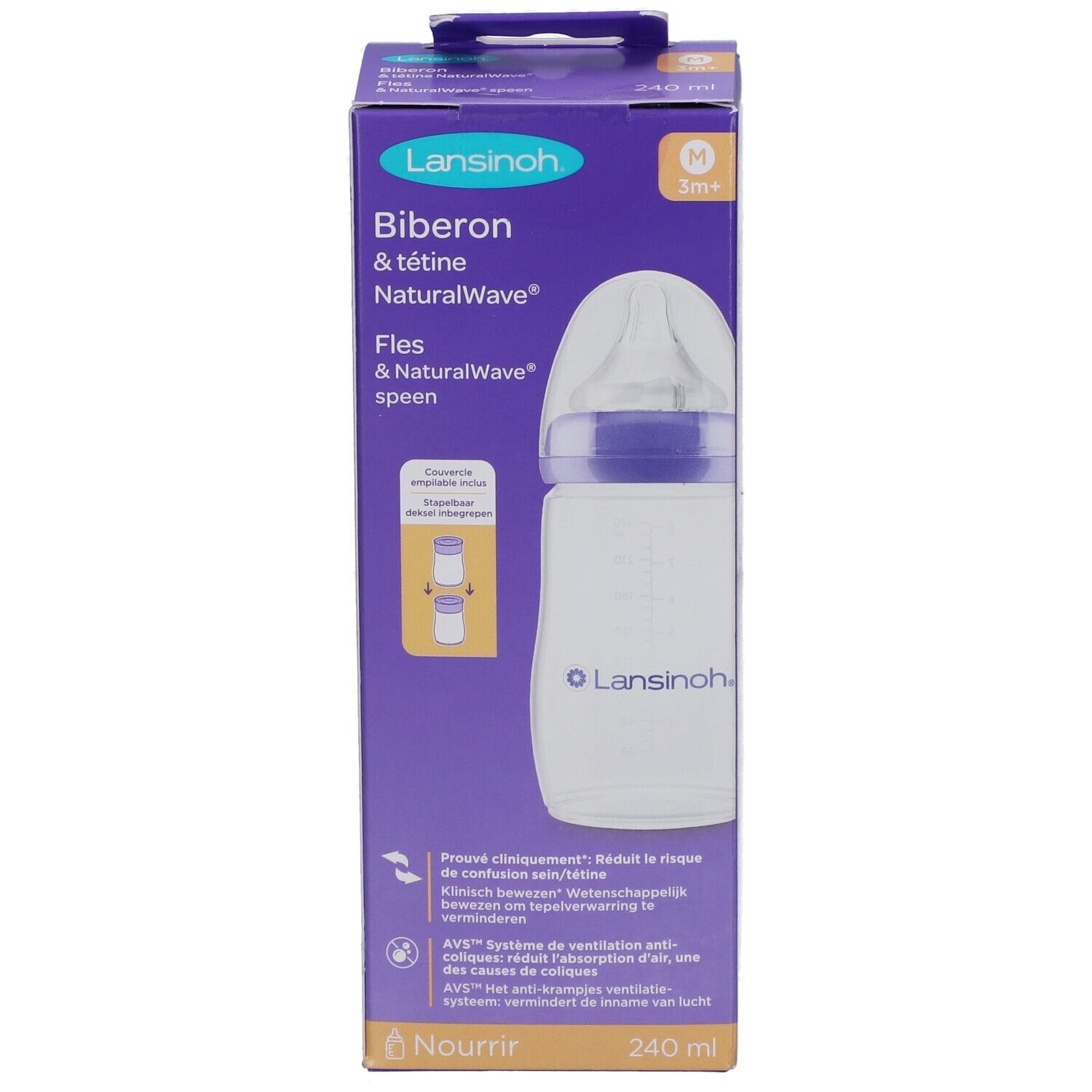 Lansinoh Biberon + NaturalWave® Tétine 3m+ 240 ml