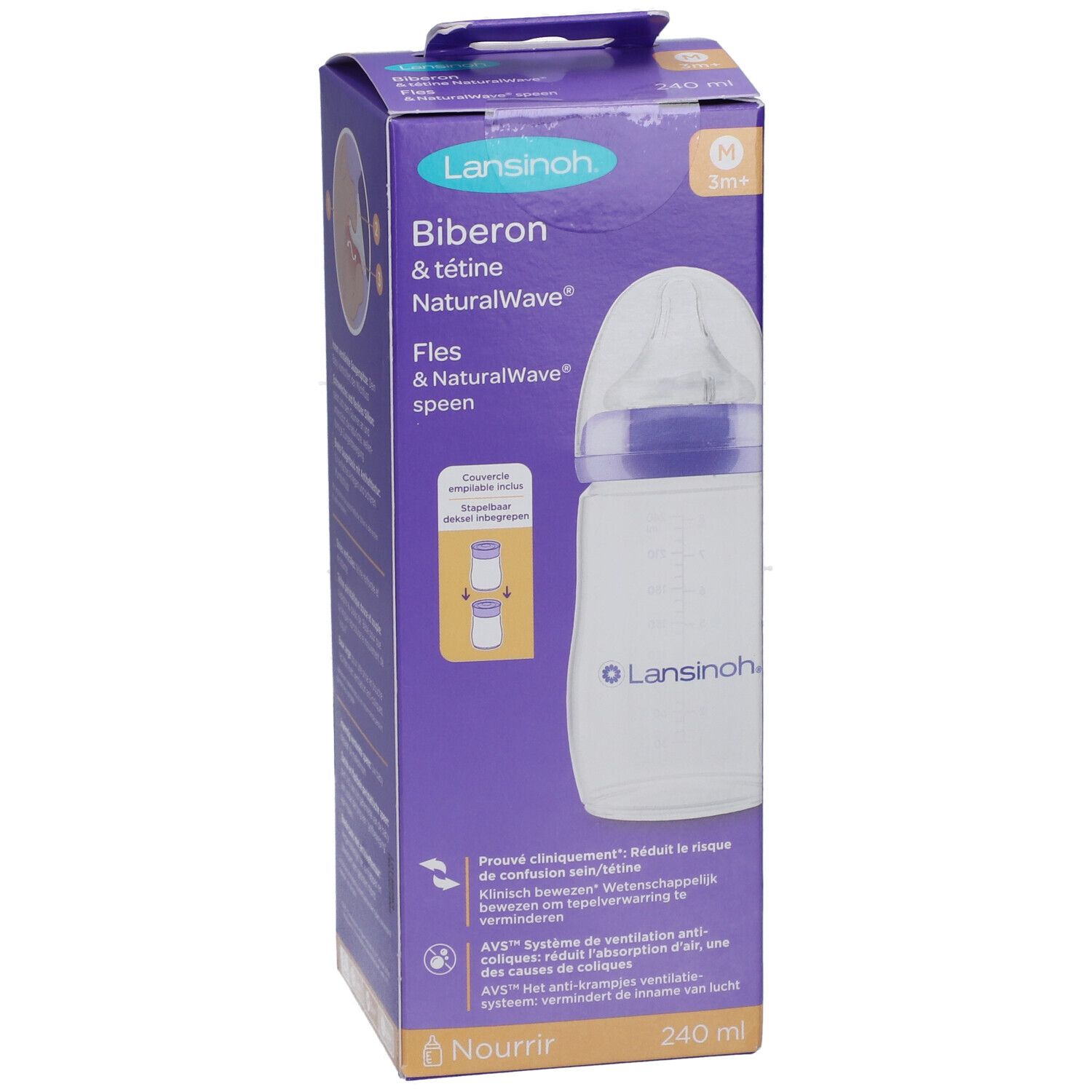 Lansinoh Biberon + NaturalWave® Tétine 3m+ 240 ml
