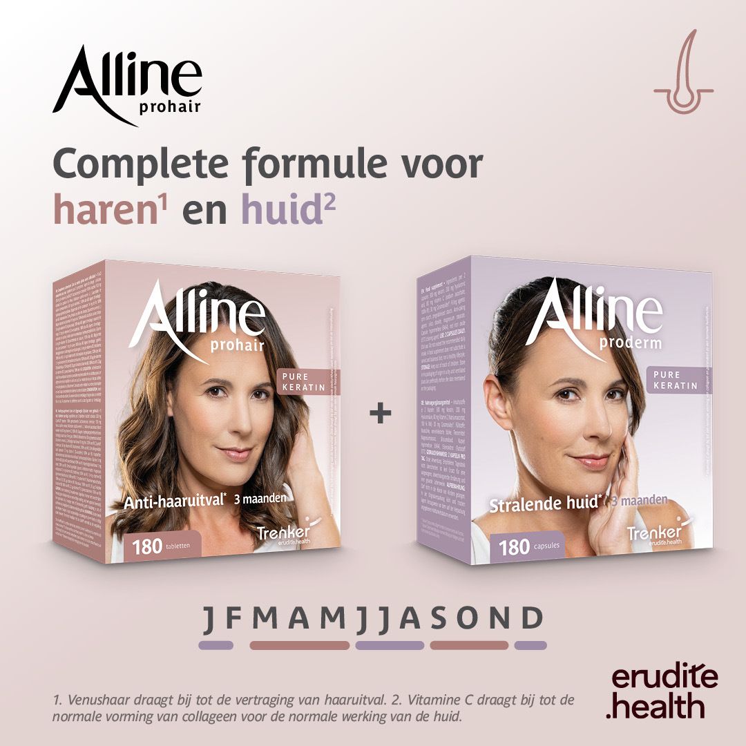 Doos Alline Prohair 30 tabletten tegen haaruitval.