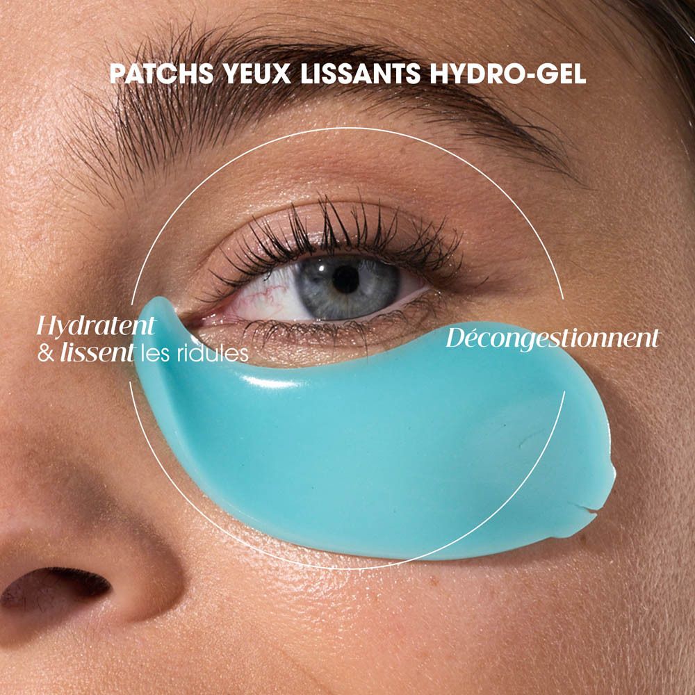 Œil avec patch. Hydrate & lisse les ridules. Application du produit.