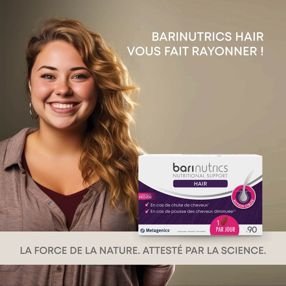 Barinutrics Nutritional Support Hair. Avantages: pousse des cheveux, cheveux forts, volume et brillance.
