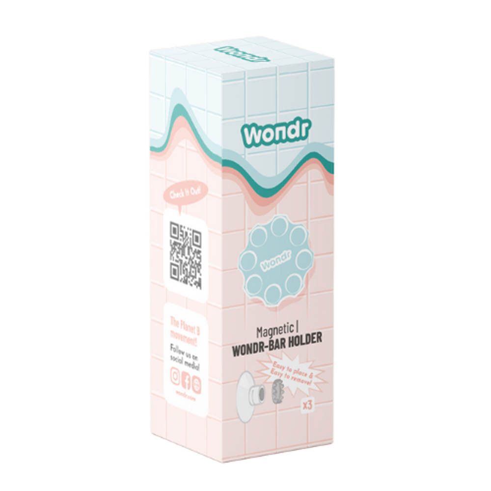Boîte du support magnétique Wondr-Bar. Inscription : Wondr, Magnetic | Wondr-Bar HOLDER. Contient 3 supports.