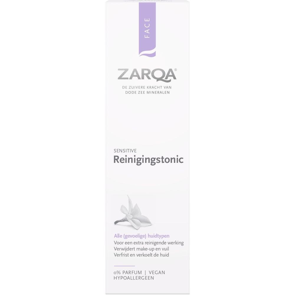 Verpakking Zarqa Reinigingstonic met productinformatie.