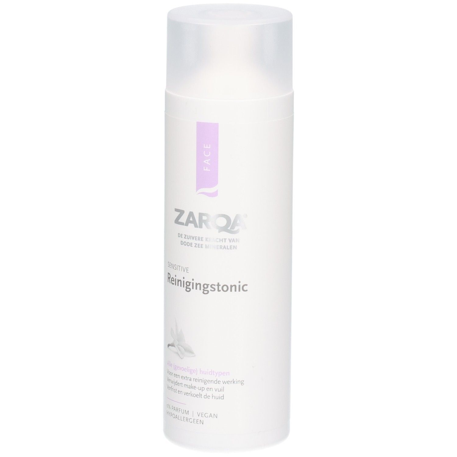 Bouteille Zarqa Reinigingstonic avec bouchon transparent, 200 ml.