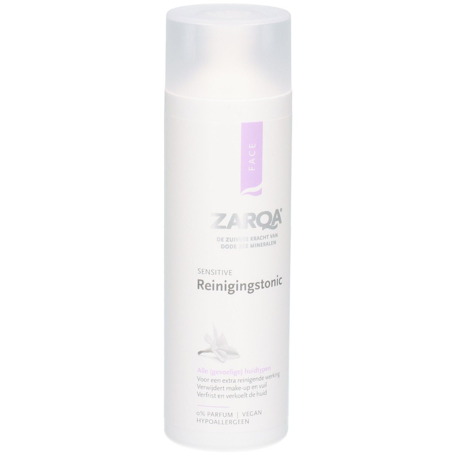 Bouteille Zarqa Reinigingstonic avec bouchon transparent, 200 ml.