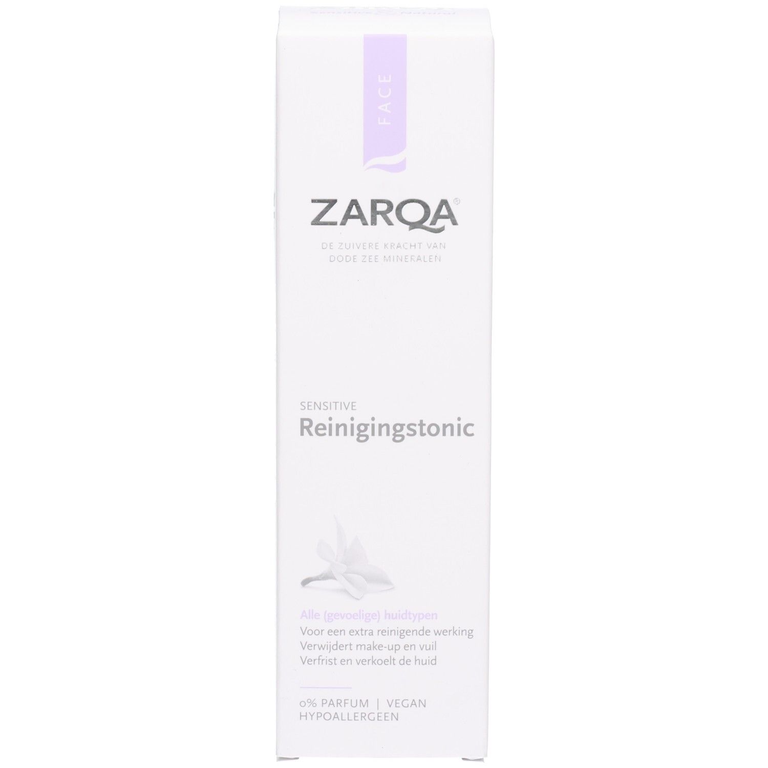 Emballage Zarqa Reinigingstonic avec informations produit.