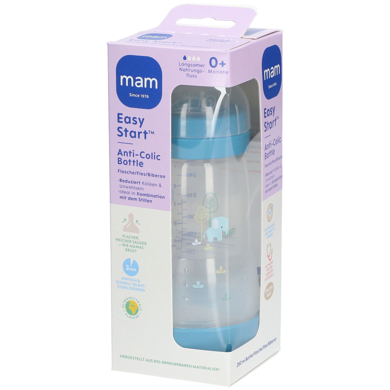 MAM Easy Start Anti-Colic Zuigfles Blauw 260ml