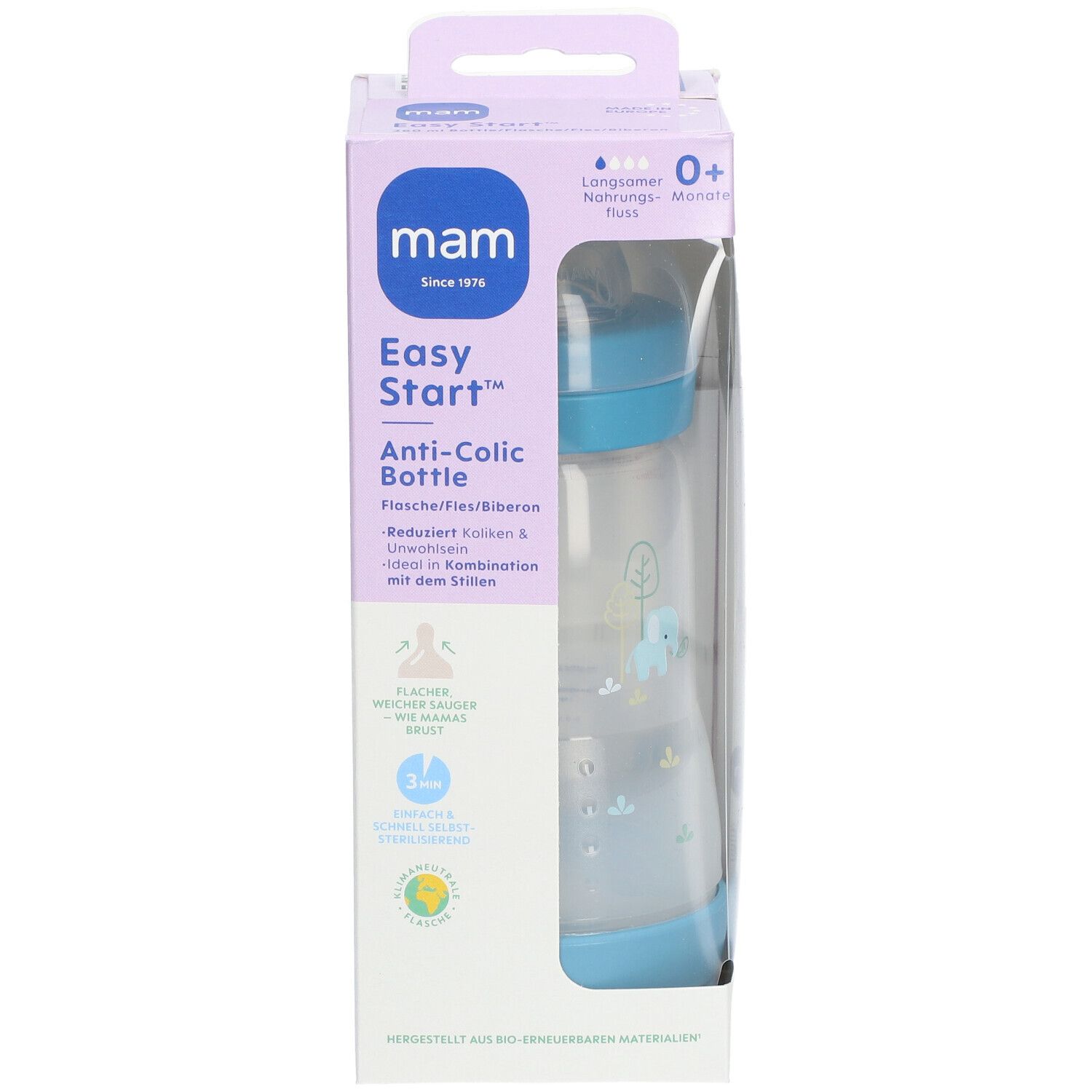 MAM Easy Start Anti-Colic Zuigfles Blauw 260ml