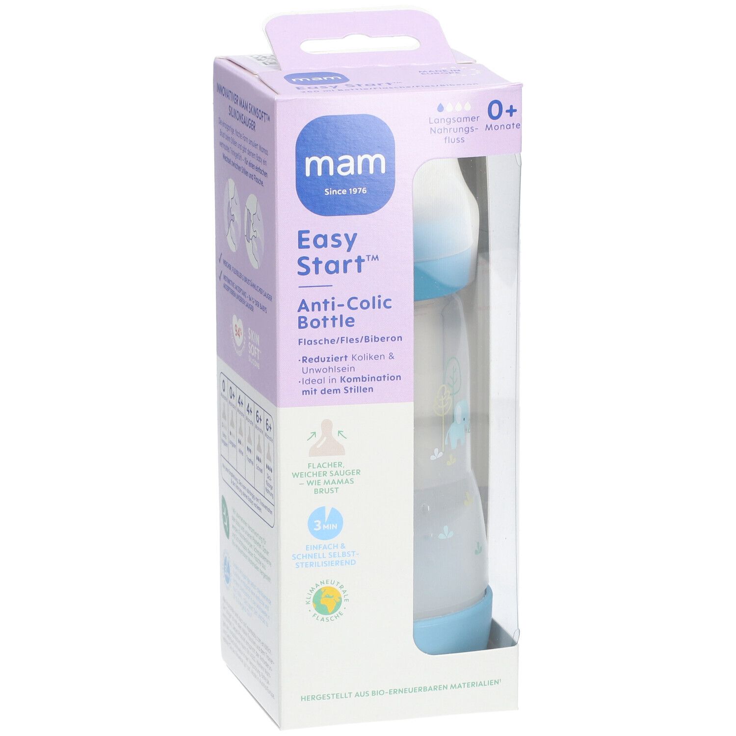 MAM Easy Start Anti-Colic Zuigfles Blauw 260ml