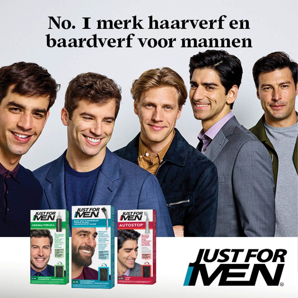 Just For Men: Nr. 1 haar- en baardverf voor mannen. Verkrijgbaar in 5 kleuren.
