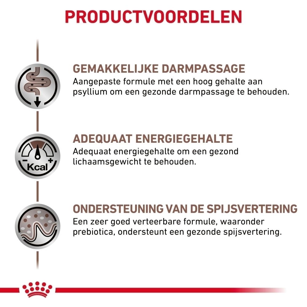 Drie voordelen voor de spijsvertering: Gemakkelijke darmpassage, adequate energie en goede verteerbaarheid.