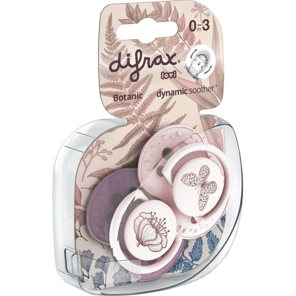 DIFRAX Tétine Dynamic Botanic Rose - Violet 0-3mois