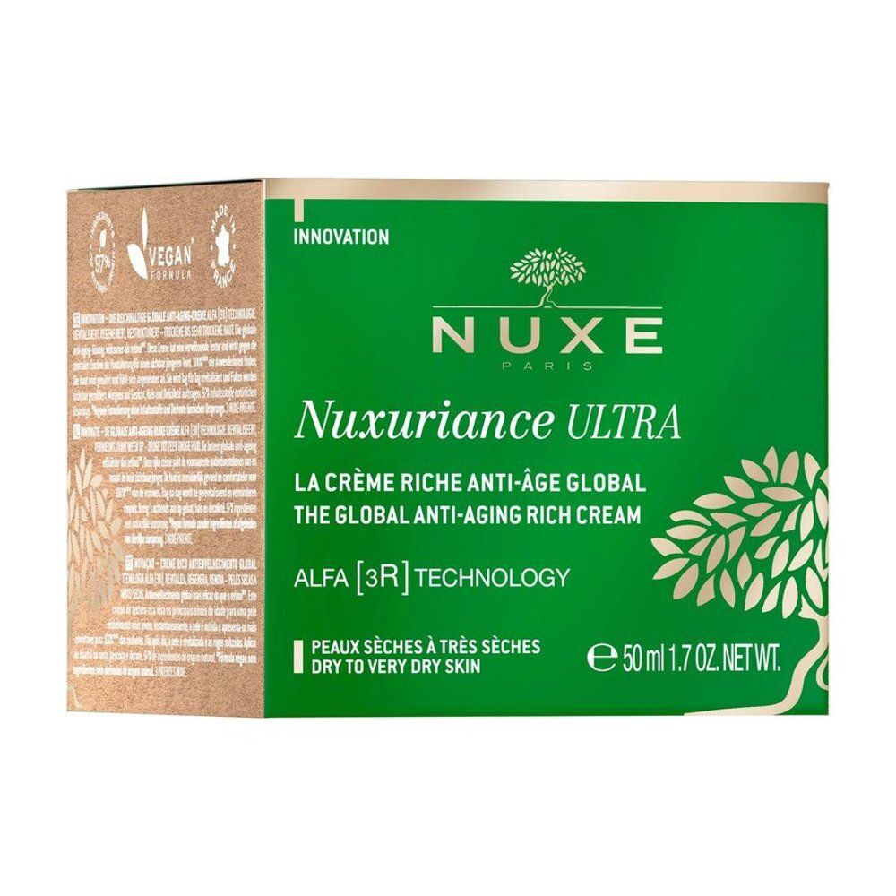 Nuxe Nuxuriance Ultra crème, achterkant met gebruiksinstructies en 6M-symbool.
